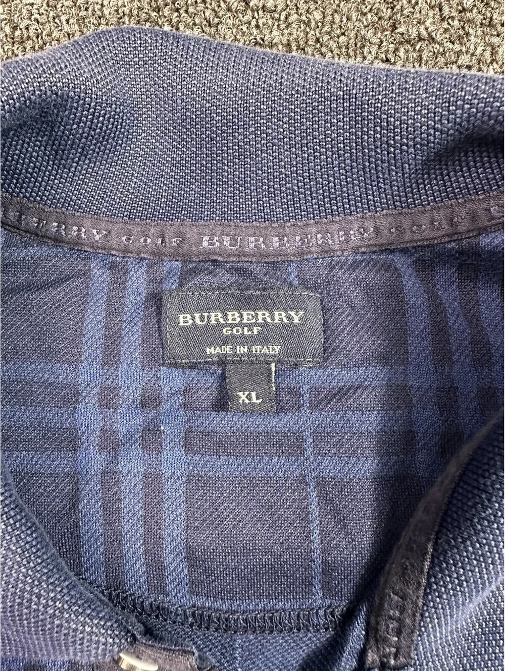Men’s BLUE Burberry Golf Polo Shirt Size XL Preppy
